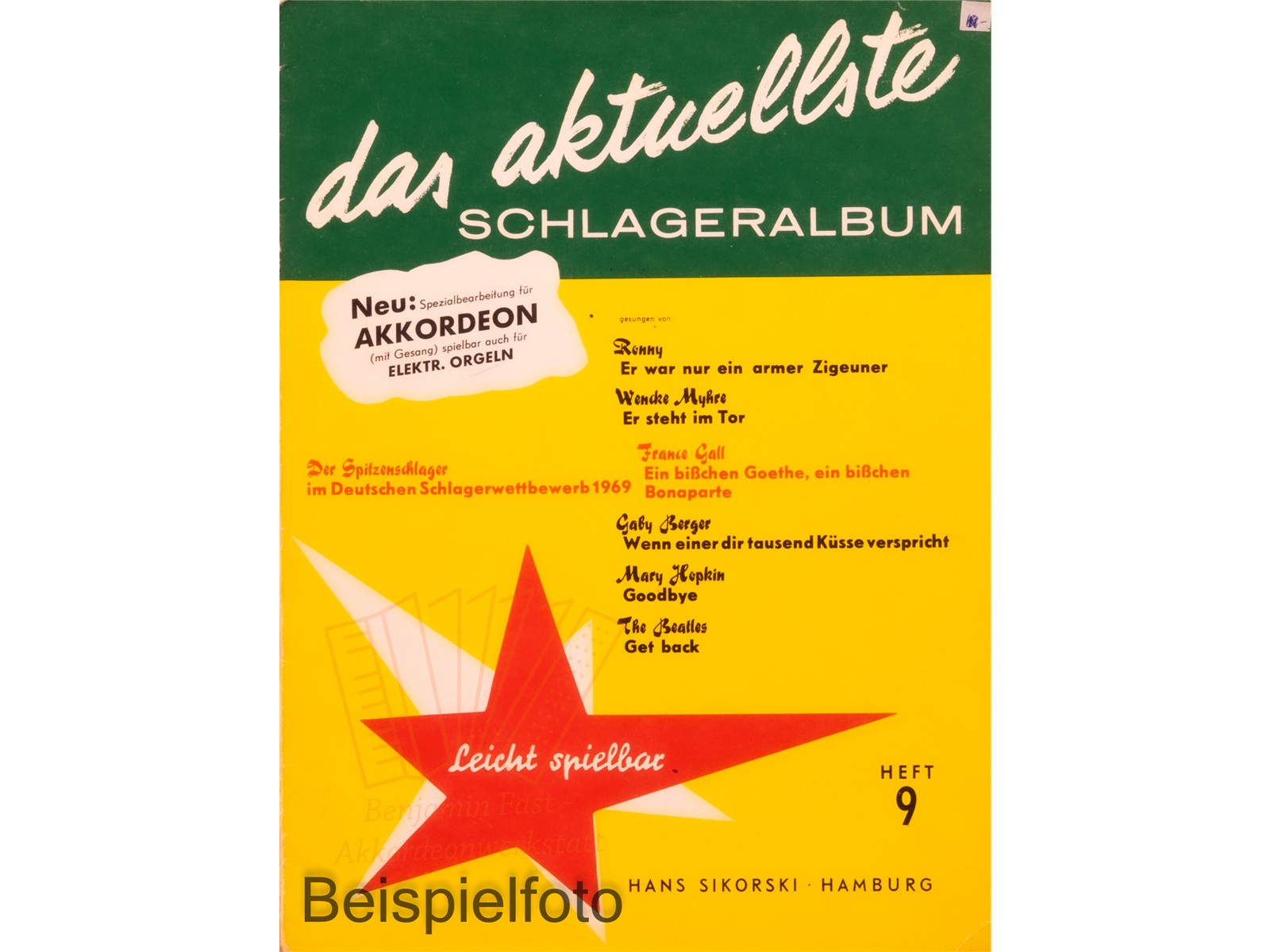 Das aktuellste Schlageralbum 9 Akkordeon Noten - Antiquariat