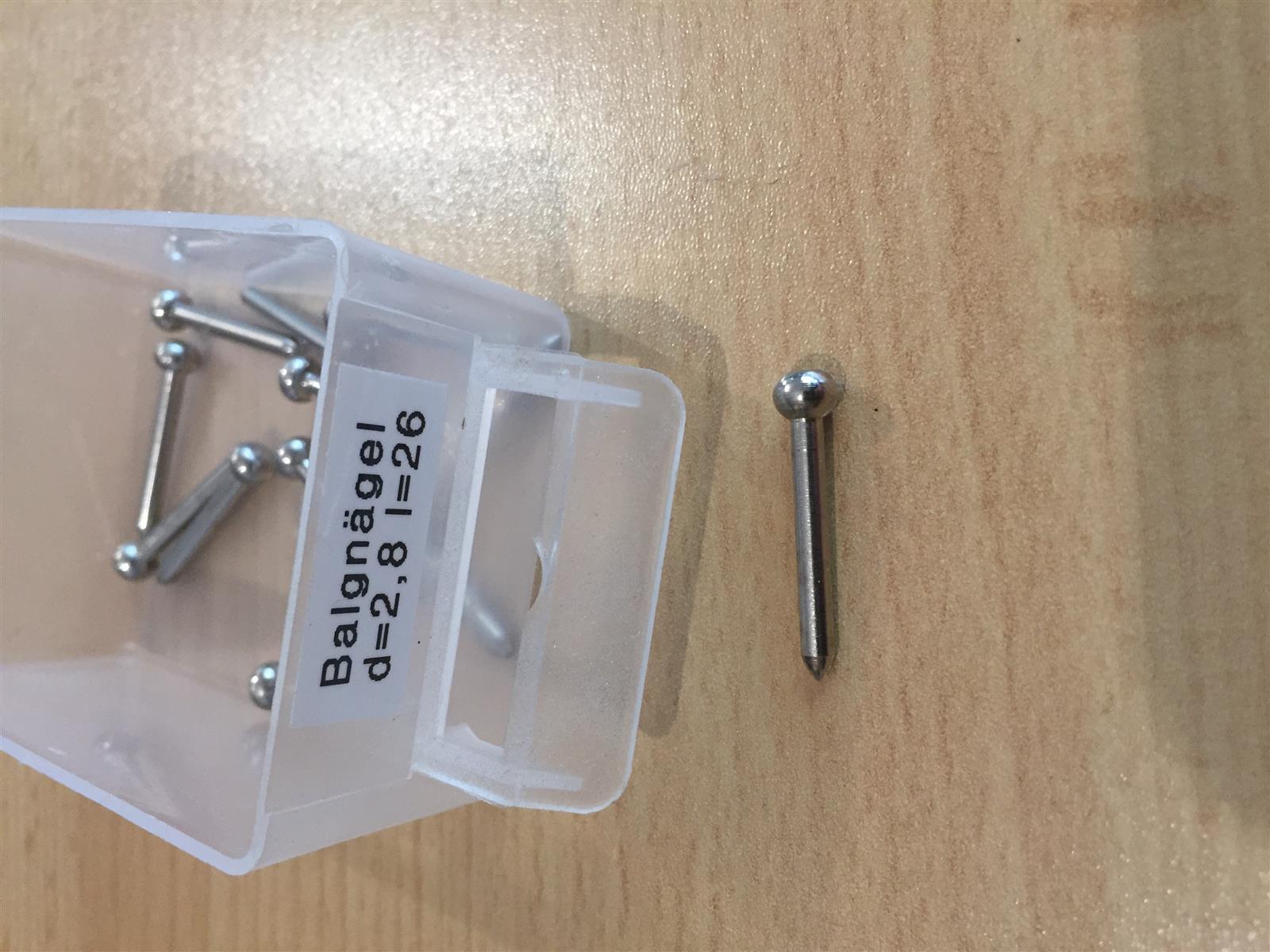 Balgnagel Kugelkopf 2,8x26mm - vernickelt