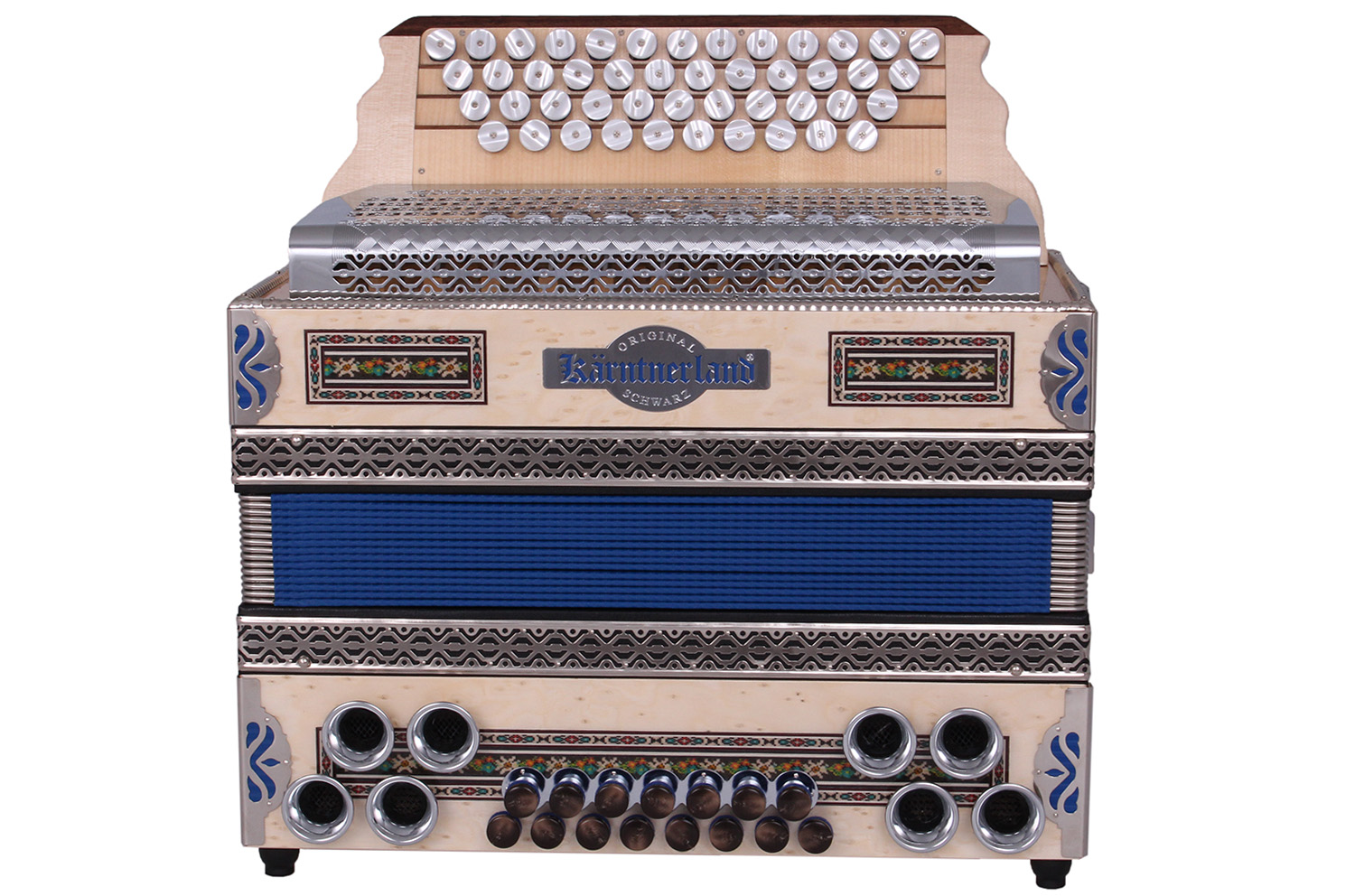 Steirische Harmonika Kärntnerland (Silber) Waldheimat blau C/F/Bb/Eb
