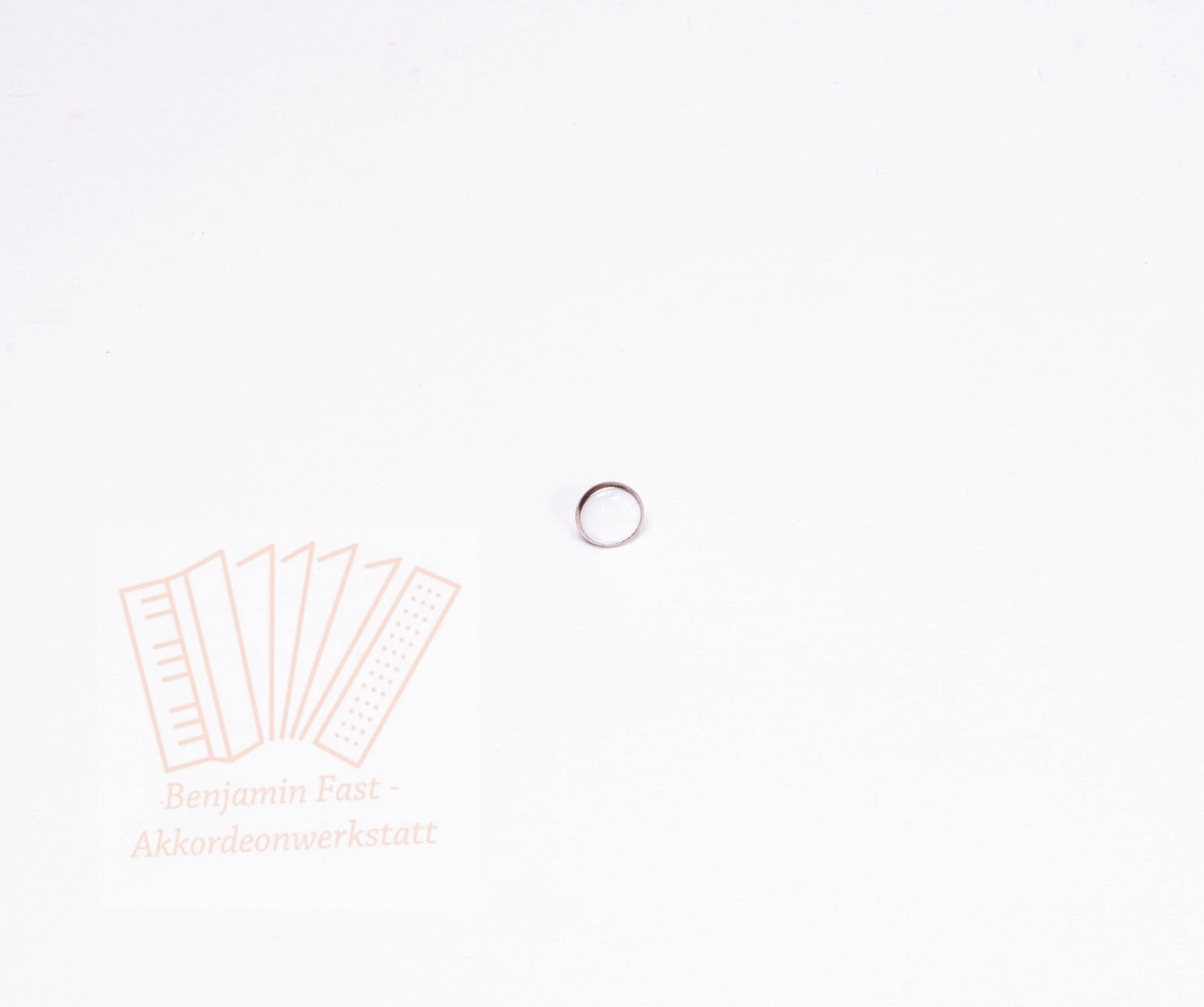 Bassknopf weiß/silber 9,6mm glatt Gewinde