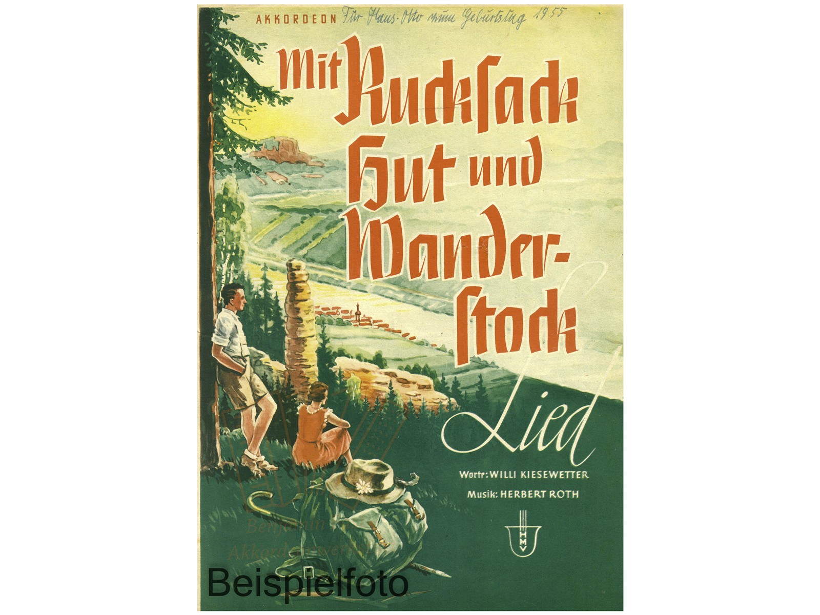 Mit Rucksack, Hut und Wanderstock, Einzelausgabe - Antiquariat