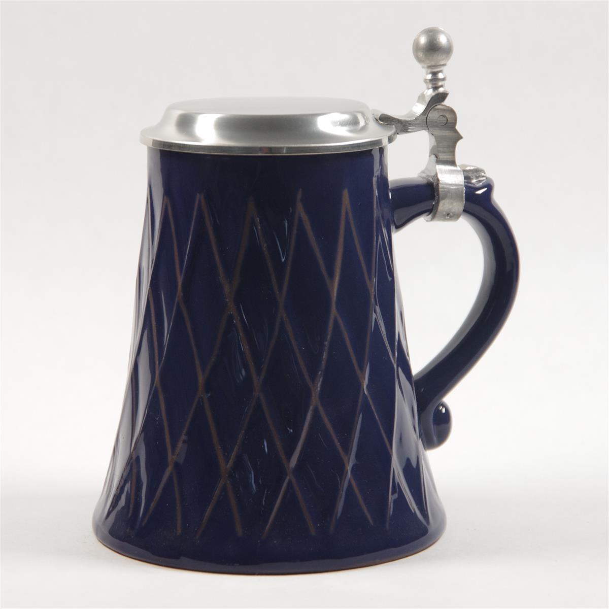 Bierkrug Rauten Porzellan Zinndeckel Bierkrug Rauten Porzellan Zinndeckel