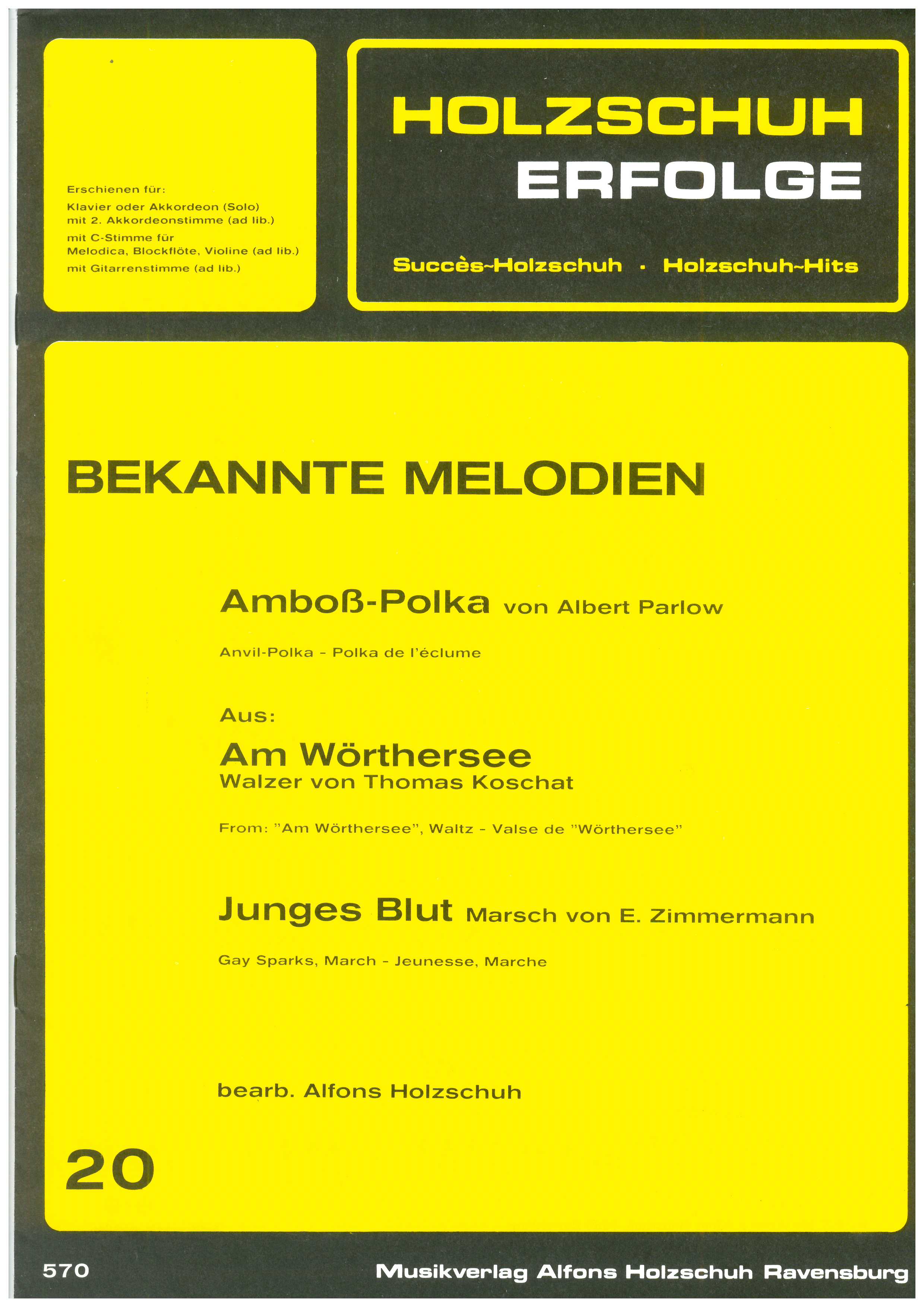 Holzschuh Erfolge 20, Bekannte Melodien - Antiquariat