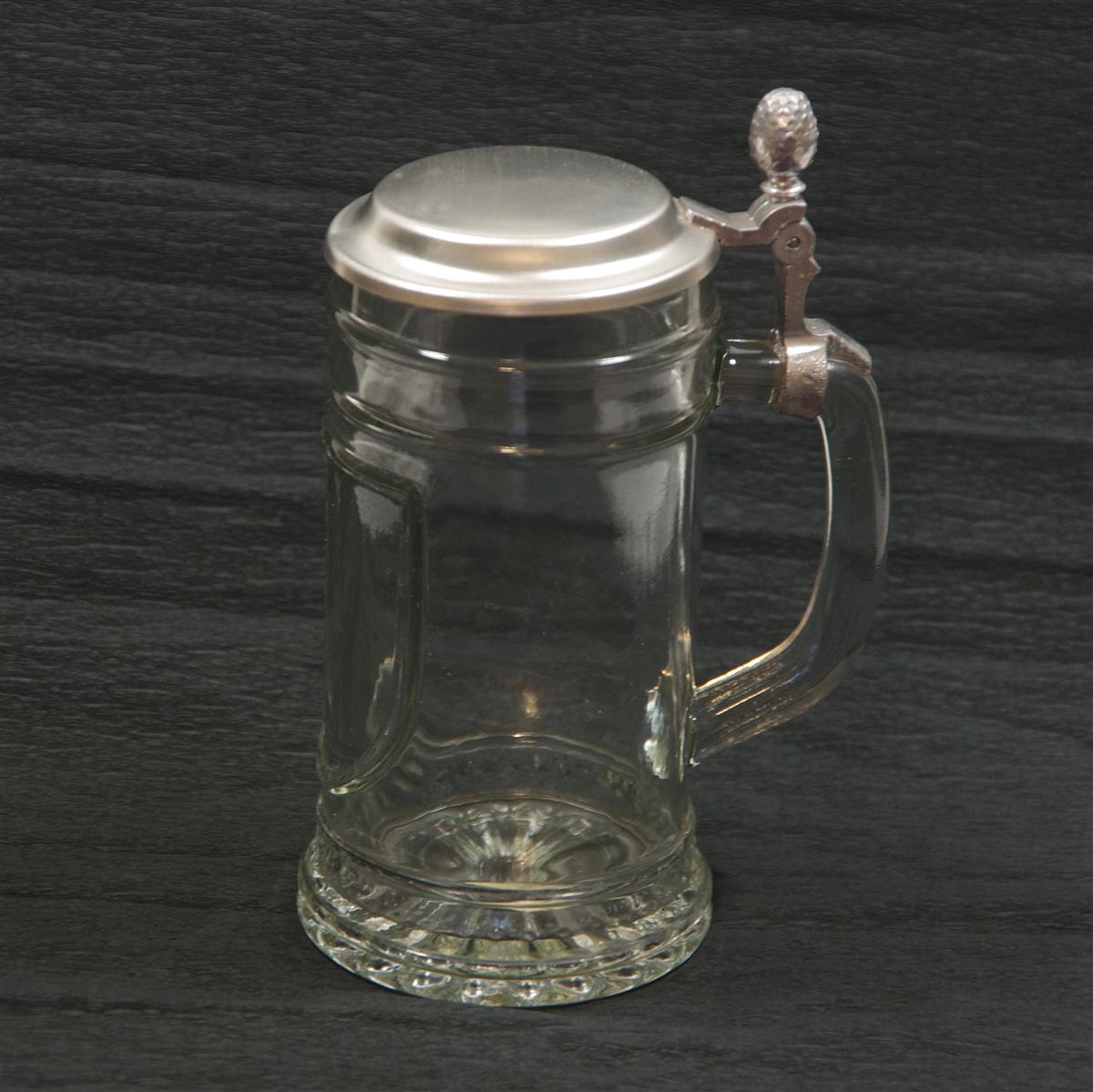 Bierkrug Glas 0,5 Zinndeckel