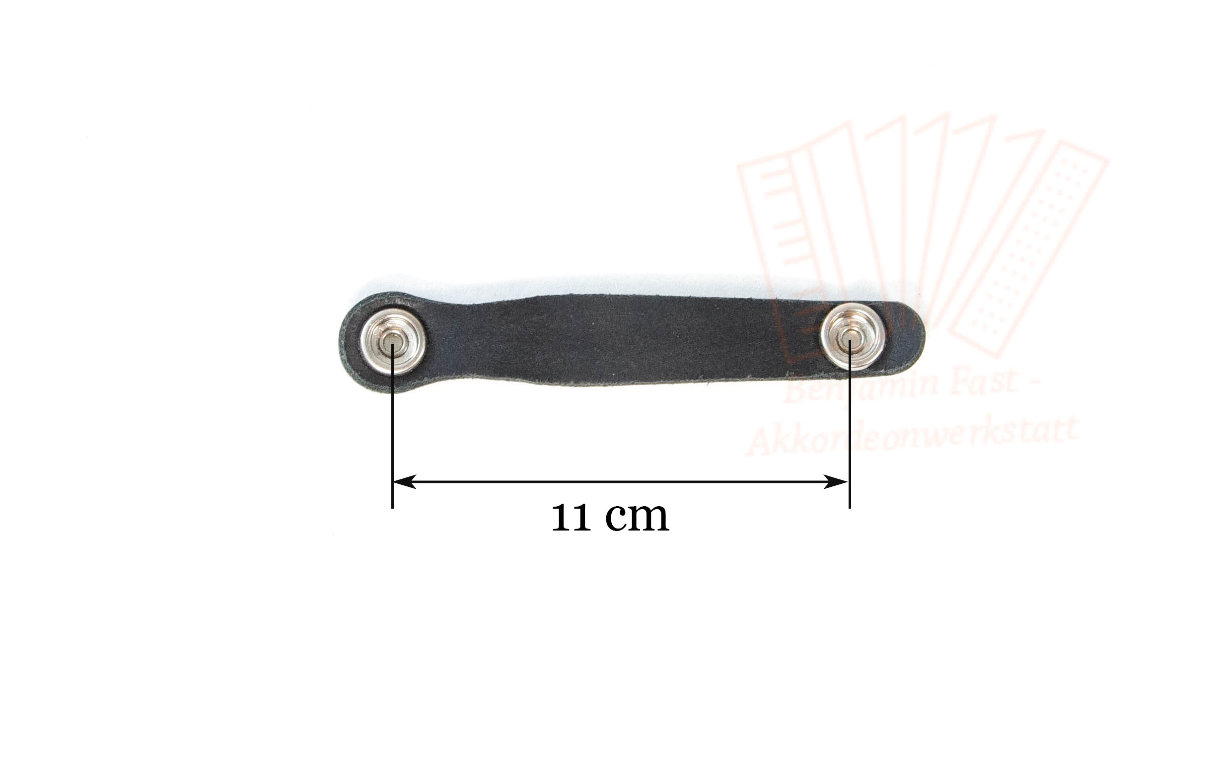 Balgzuhalter 2 Druckknöpfe Leder schwarz mit Prägung 11,0 cm