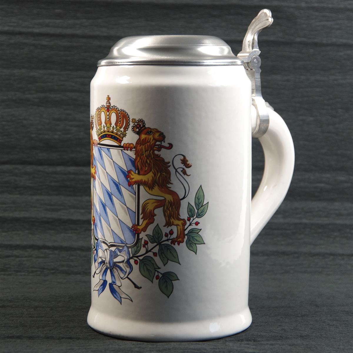 Bierkrug Humpen 1l Bayern Porzellan Zinndeckel Dr. Merkle Bierkrug Humpen 1l Bayern Porzellan Zinndeckel Dr. Merkle