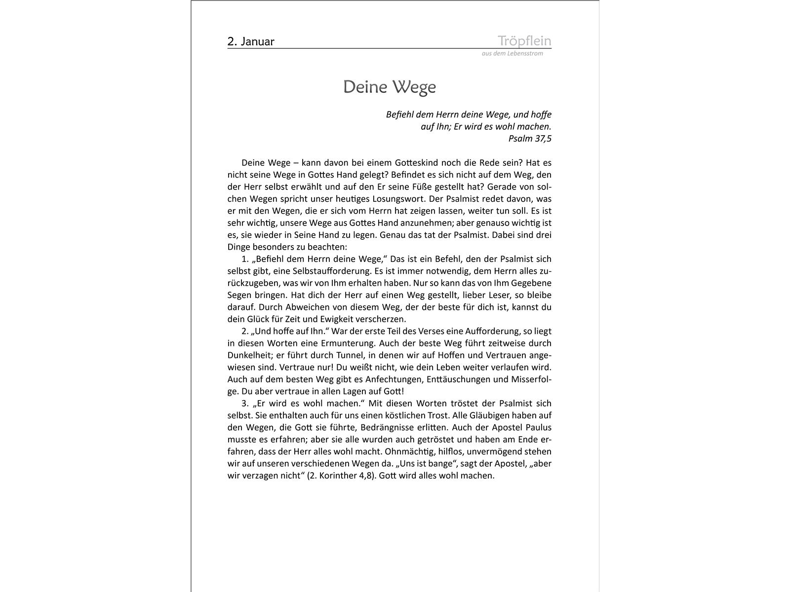 Tröpflein aus dem Lebensstrom, Fast