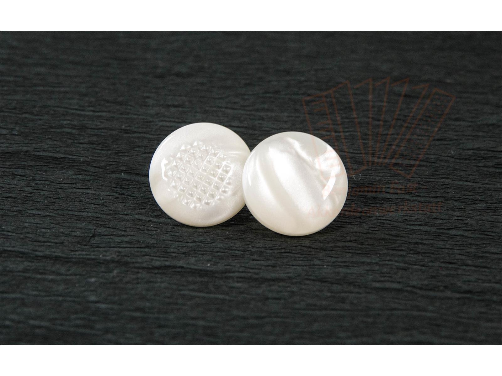 Diskantknopf 16mm Gewinde weiß-perlmutt geriffelt