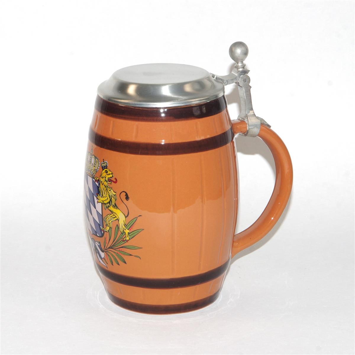 Bierkrug Bayern Porzellan Zinndeckel Dr. Merkle