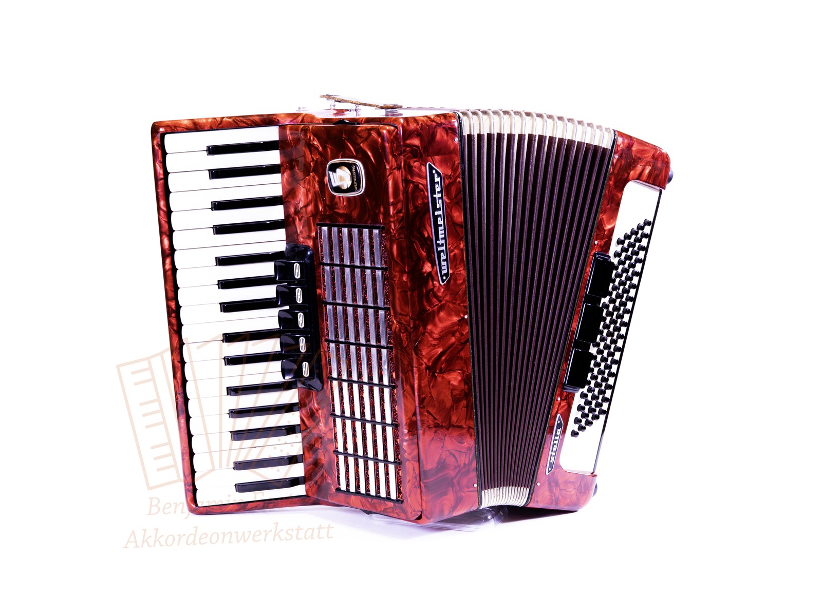 Akkordeon Weltmeister Stella 80 34/80/III/5/3 rot - gebraucht