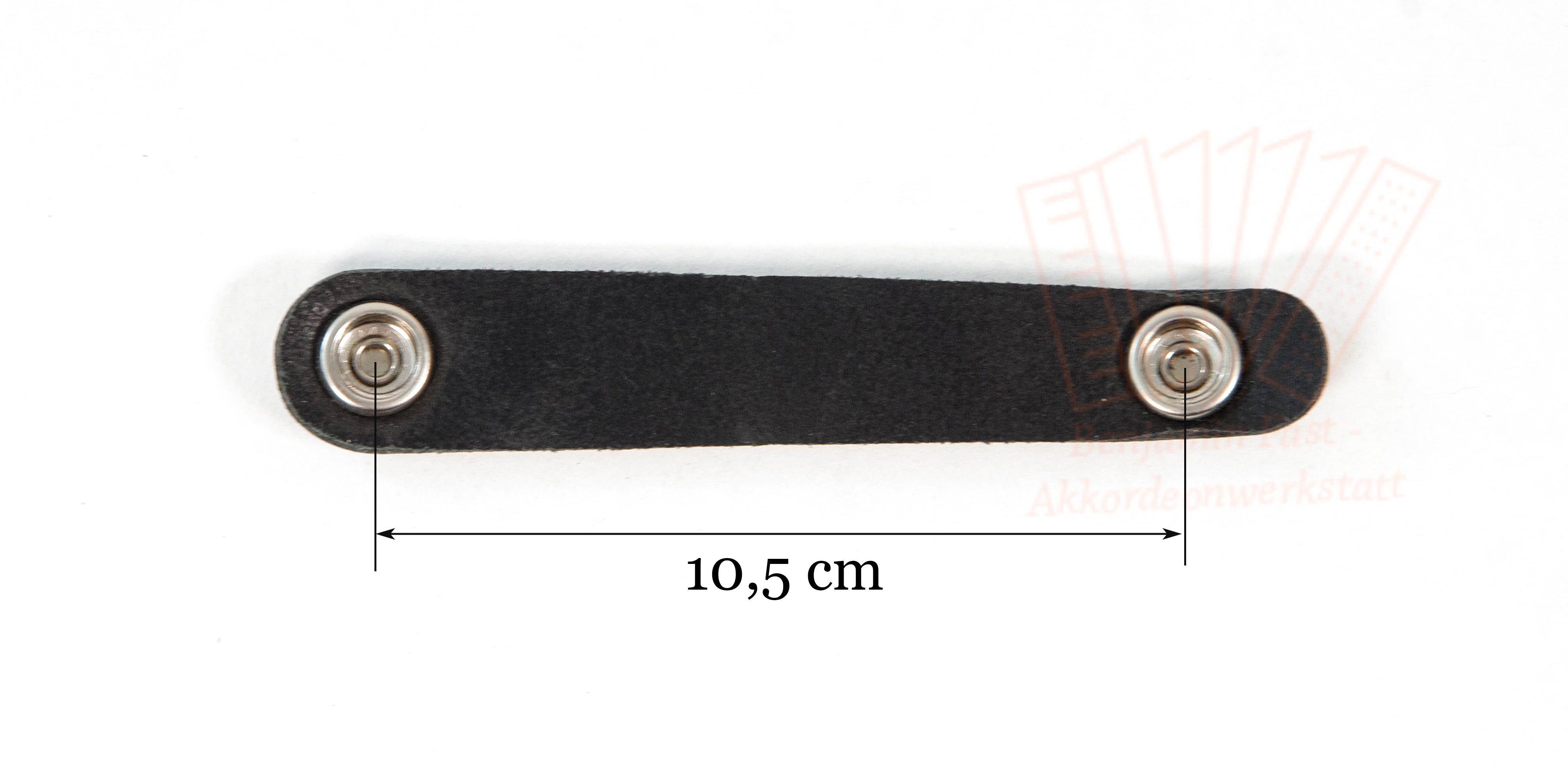Balgzuhalter 2 Druckknöpfe Leder Schwarz 10,5 cm