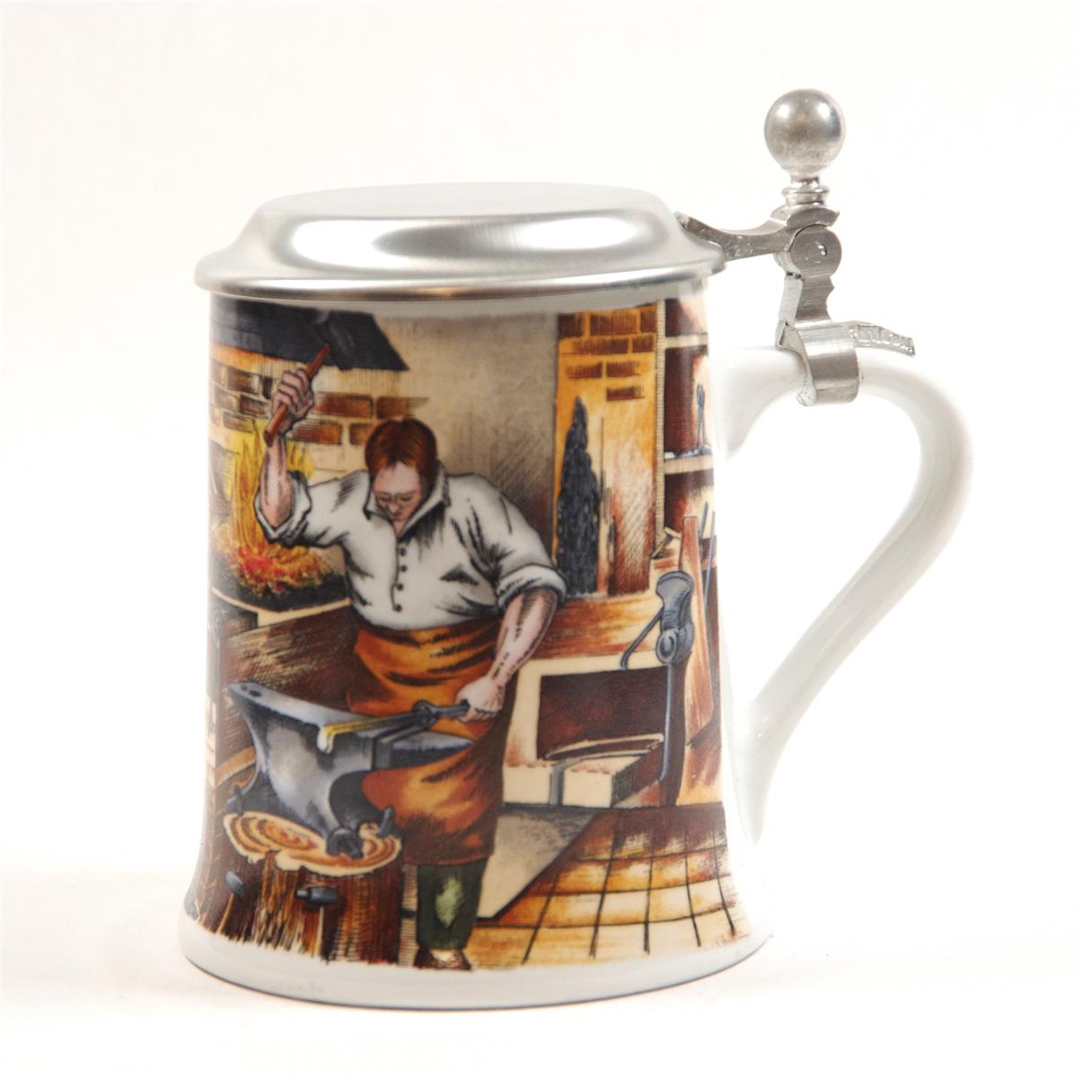Bierkrug Schmied Porzellan Zinndeckel Dr. Merkle Bierkrug Schmied Porzellan Zinndeckel Dr. Merkle